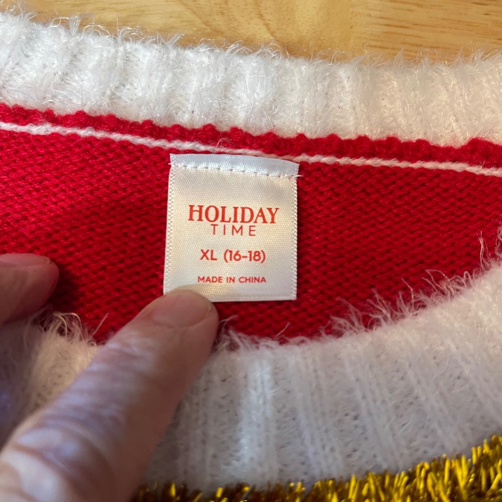 NWT Holiday Time Womens Merry Plaid Red Ugly Christmas Sweater XL 16-18 - Picture 3 of 7